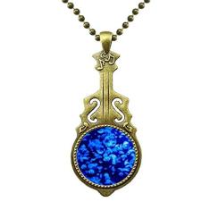 DIYthinker Colar Blue Science Nature Jellyfish Ocean Picture Necklace Antique Guitar Jewelry Music Pendant