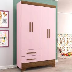 Guarda-Roupa Infantil 4 Portas 2 Gavetas Rosa - Panorama Móveis