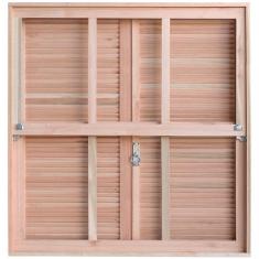 Janela de Madeira Veneziana 100x100cm Com Caixilho e Guilhotina EWK G990 Rondosul Marroml
