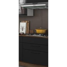 Balcão em Aço de Cozinha 80cm com Tampo para Cooktop 5 Bocas 2 Gavetas Exclusive Itatiaia Grafite/Preto Matt