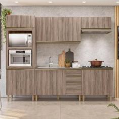 Cozinha Completa Angela 11 Portas 3 Gavetas 100% MDF Carvalho Tok/Carvalho Tok