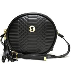 Bolsa Redonda Pequena Alça Transversal Ajustável Feminina-Feminino