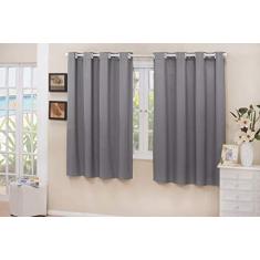 Cortina Cozinha Blackout Tecido Cinza 2,60x1,30 Corta Luz