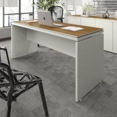 VIA NOSSA - Mesa de Escritório 160cm com Tampo Duplo Oslo Cor:fendi e Freijó