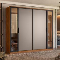 Guarda Roupa Casal com Vidro Reflecta 4 Portas 4 Gavetas Flex Laredo D