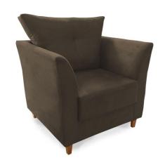 Poltrona Decorativa Isis Pés de Madeira Suede Marrom - DS Estofados - 