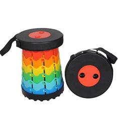 Banqueta telescópica portátil para adultos resistente, cadeira dobrável de plástico pode suportar 226 kg, bancos dobráveis retráteis para pesca, caminhadas, viagens