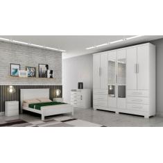 Guarda Roupa Solteiro com Espelho 6 Portas 6 Gavetas - Berlim-Branco -