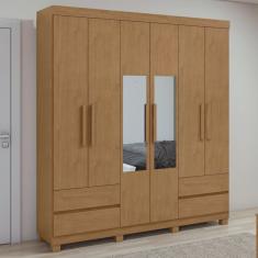 Guarda-roupa 6 Portas 4 Gavetas Zeus com Espelho e com Pés