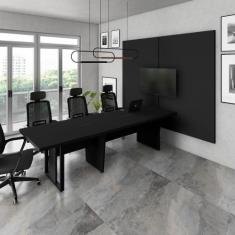 Mesa Escritório 2,70m 2 CX de Tomada e Painel de TV Duplo F5 - F5 Offi