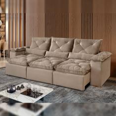 Sofá Retrátil E Reclinável 5 Lugares 270cm Londres Plus Bege