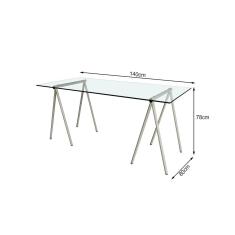 Escrivaninha De Vidro Itaim Cavalete Base Ferro Branco - Cor: Branco