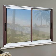 Janela Elite 2 Folhas Moveis 100 X 120 Vidro Reflex Mix Corten