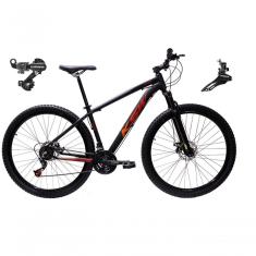 Bicicleta Aro 29 Ksw Xlt Alumínio 24v Câmbios Shimano Garfo Suspensão - Preto/vermelho/laranja Tam.19