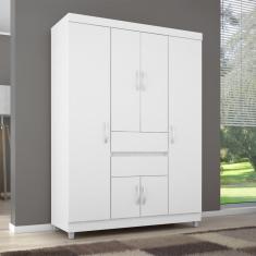 Guarda Roupa Solteiro 6 Portas E 2 Gavetas Ecom Ii Branco-rosa-branco Flex Branco