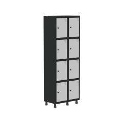 Armário Locker Guarda Roupa 8 Portas Aço Grp 502-8 Preto Cinza