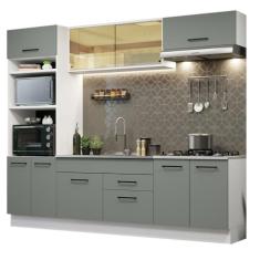 Cozinha Completa Madesa Agata 270003 com Armário e Balcão (sem Tampo e Pia) - Branco/cinza