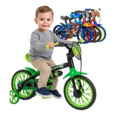 Bicicleta Infantil Aro 12 Nathor Black com rodinhas e garrafinha 2 a 4