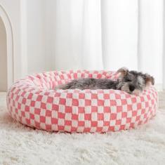 BFPETHOME Camas de donut para cães pequenos, camas redondas para gatos internos, cama calmante para animais de estimação para filhotes e gatinhos com fundo antiderrapante, linda cama de cachorro