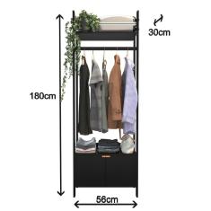 Roupeiro Arara Guarda Roupa Solteiro Cabideiro Com 2 Portas