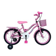 Bicicleta Infantil Aro 16 Feminina Princesa Retro C/ Cestinha Rodinhas De Treinamento-Feminino
