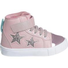 Tênis Infantil Feminino Botinha Com Brilhante Glitter Menina - 25 - Nude-Feminino