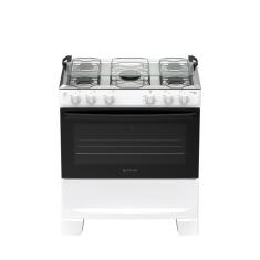 Fogão de Piso 5 Bocas a Gás Atlas Mônaco Plus Mesa Inox Acendimento Automático Branco Bivolt