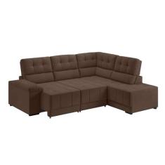 Sofá De Canto 3 Lugares Retrátil E Reclinável Firenze Suede Marrom - B