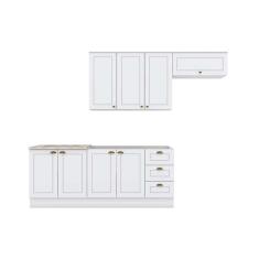 Cozinha Completa Americana 5 Peças (2 Armários + 2 Balcões + 1 Complemento) C5P15 Branco - Henn