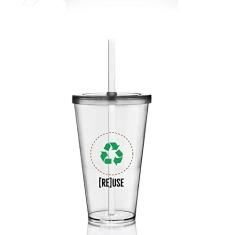 Copo com Tampa e Canudo Eco Reuse um Copo KrystalON