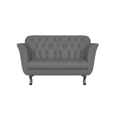 Namoradeira Decorativa Dália Suede Cinza 2 Lugares Pés Madeira Mz Decor