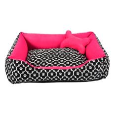 Cama para Cachorro Grande 70X55 Com Zíper Estampa Ossinho Patinha Pink