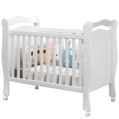Berço Mini Cama J&A Móveis Alvin padrão Americano com rodízios – Branco