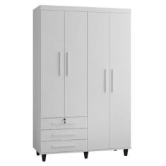 Armário Guarda Roupas Madri Roupeiro solteiro com 4 portas + 3 gavetas