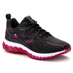 Tênis Feminino Esportivo Olimp Para Academia Caminhada Vili, Preto, Pi