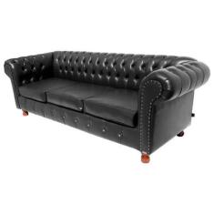 Dois Sofás Chesterfield Capitone Luis XV Corano - Preto 1,80M / Decora