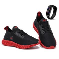 Tênis Masculino Esporte Enerzy Ascension + Relógio Digital, 34, Preto,