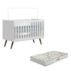 Berço Americano 3820 Retrô Branco Acetinado Com Colchão Gazin– Qmovi