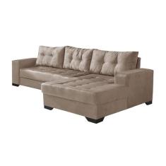 Sofá 5 Lugares Dijon com Chaise Direito Suede Chocolate - Mobly