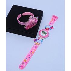 Kit Relógio Infantil Digital Esporte + Pulseira Bracelete Plástico 3D 