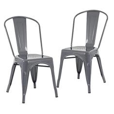 Loft7, Kit 2x Cadeiras Iron Tolix Design Industrial em Aço Carbono, Sala de Jantar, Cozinha, Bar, Restaurante e Varanda Gourmet - Cinza Escuro