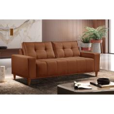 Sofá 3 Lugares Veludo 220cm com Molas Beny Cobre Terracota