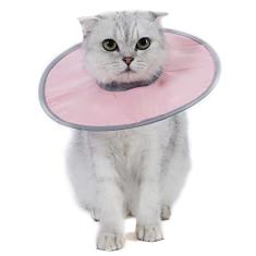 Domary Coleira Cone para Gato Stop Lamber Coleira de Recuperação de Pescoço com Nervuras Ajustáveis