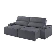 Sofá 5 Lugares Retrátil E Reclinável M-180 Martins Veludo Grafite