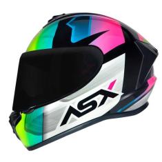 Capacete para Moto Asx Draken Striker Amarelo Rosa Azul Grafite+ Visei