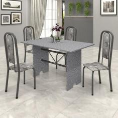 Conjunto de Mesa 120x75cm Tampo Granito com 4 Cadeiras Lavínea - Soma 