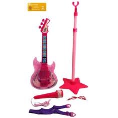 Guitarra com Microfone Pedestal Infantil Rock Show DM Toys com Luzes S
