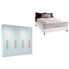 Cama Box Casal + Colchão American Herval + Guarda Roupa Master Vip 8.4