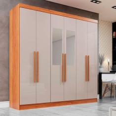 Guarda-roupa Casal 6 Portas Espelho 2 Gavetas Recife Sallêto Cinamomo 