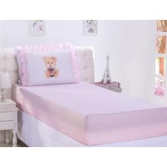 Jogo De Lençol Ursinha Rosa Solteiro 02 Peças - Deccoralle